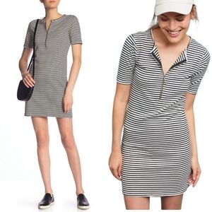 Current/Elliott The Leighton Stripe Tshirt Dress Zipper Front Stretch Ptp 16" 0